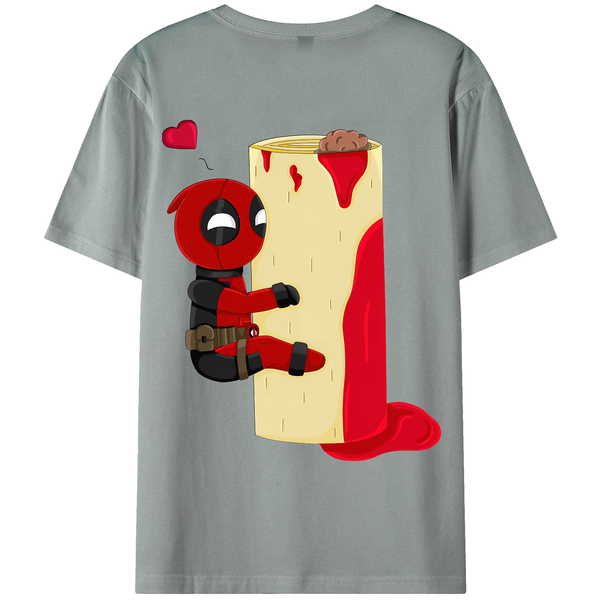（画像用） Deadpool デッドプール 綿100％ メンズ半袖Tシャツ（バックプリント） 通気性